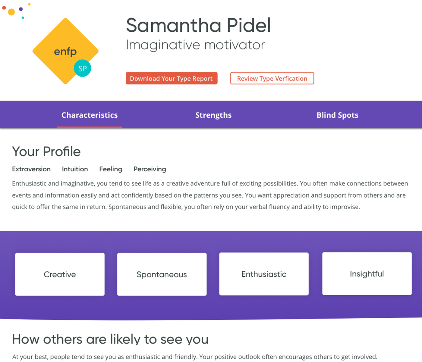 MBTI Profile Page